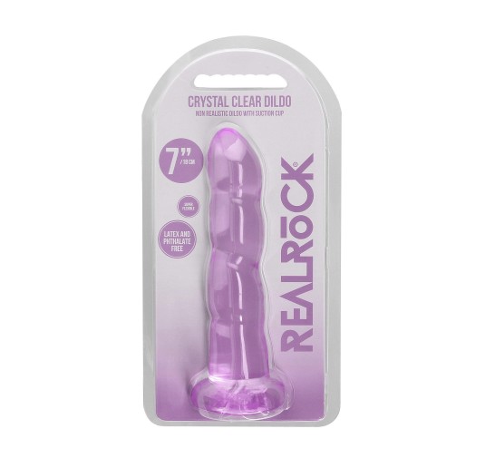 Dildo fioletowe spiralne z mocną przyssawką 18 cm